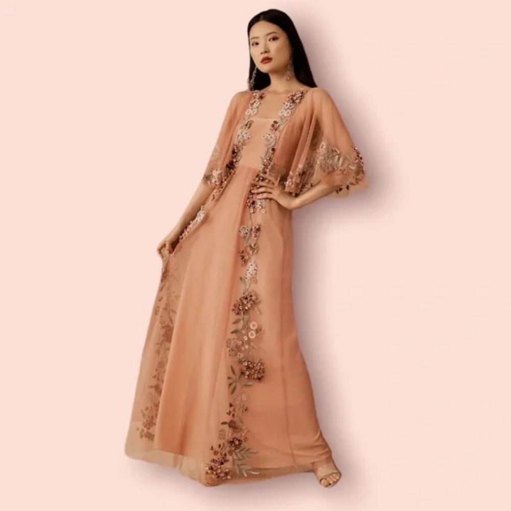 BHLDN Isabella Flutter Sleeve Tulle Maxi Dress - NWT size 4